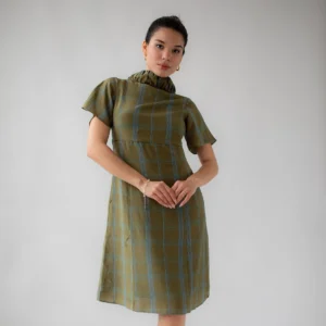 Green Squared Silk Dress