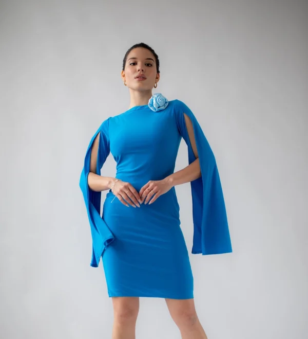 Light Blue Long Sleeves Dress