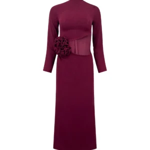 Paths Long Burgundy Dress