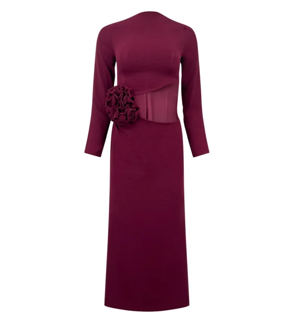 Paths Long Burgundy Dress