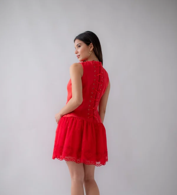 Red Tull Dress - Image 2