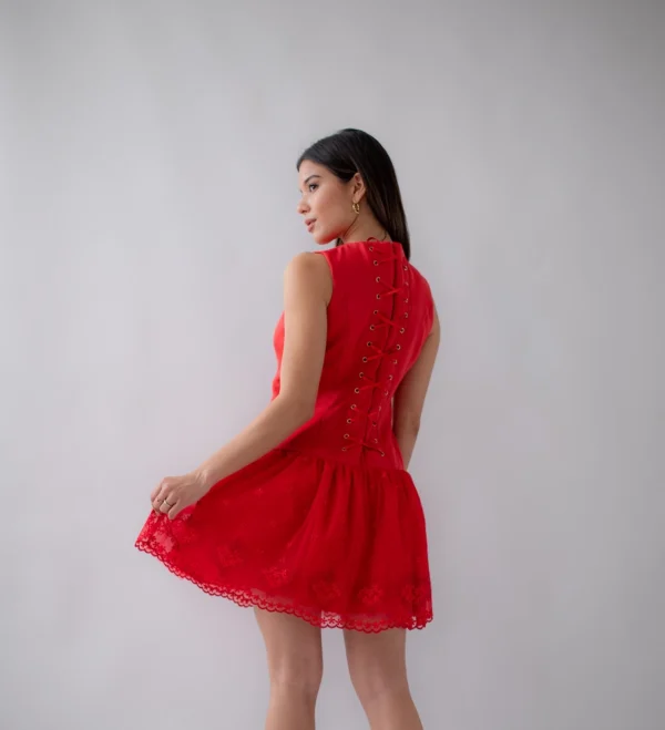 Red Tull Dress - Image 3