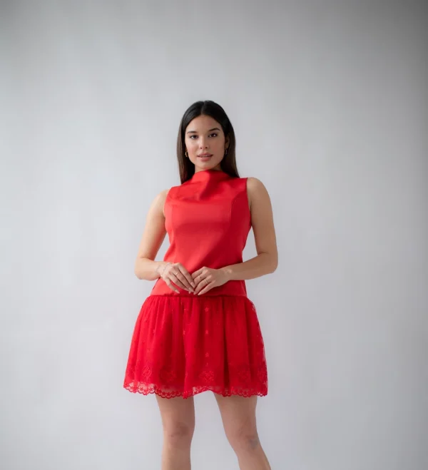 Red Tull Dress