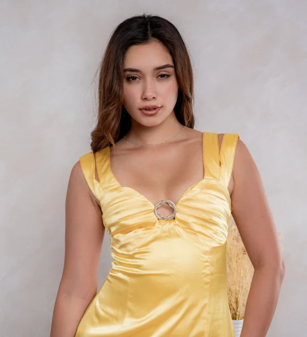 Yellow Satin Dress - Image 2